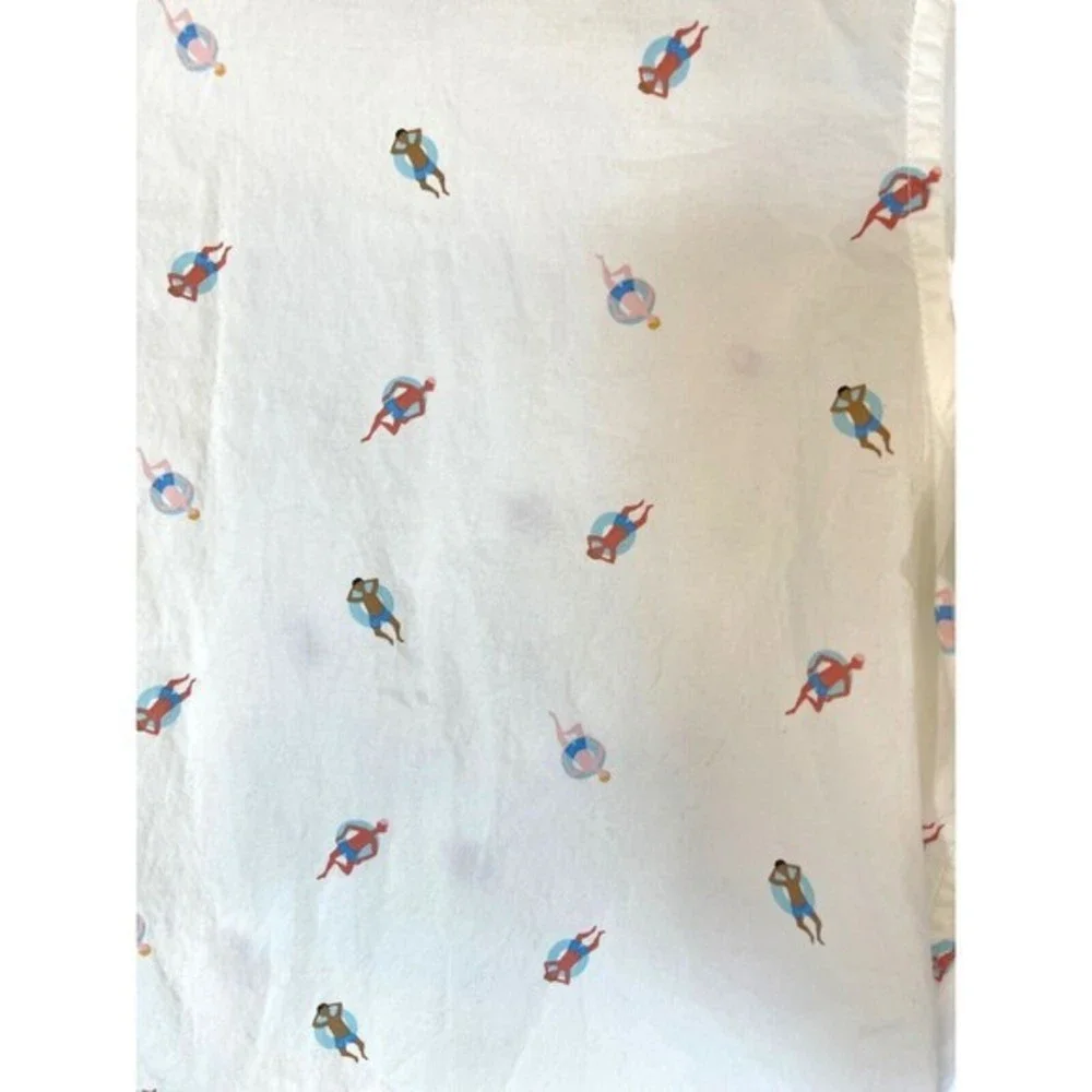 Bonobos Button Up‎ Shirt Mens L white Swim Float Pattern Long Sleeve Slim Fit